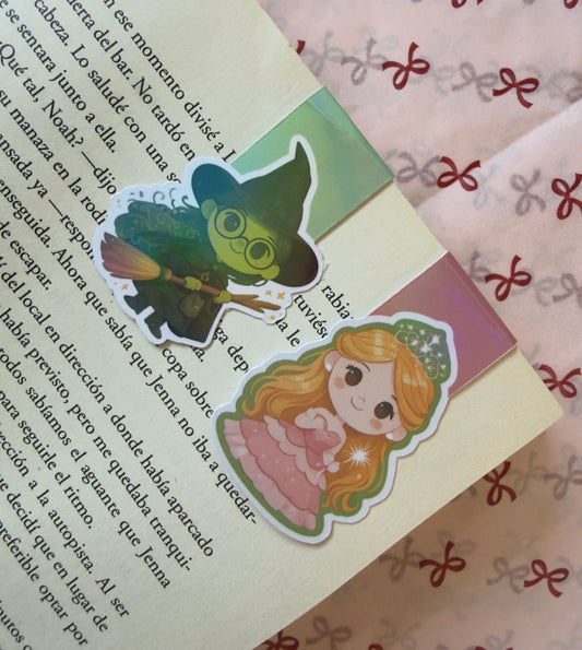 ✨ Marcapáginas magnético “Elphaba & Glinda vibes” – Fantasía mágica